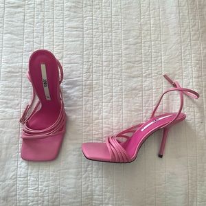 Zara Strappy Pink High Heel Shoes